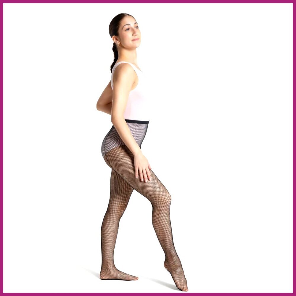 Fishnet Dance Tights with Back Seam, Nylon Lining, Foot Pads